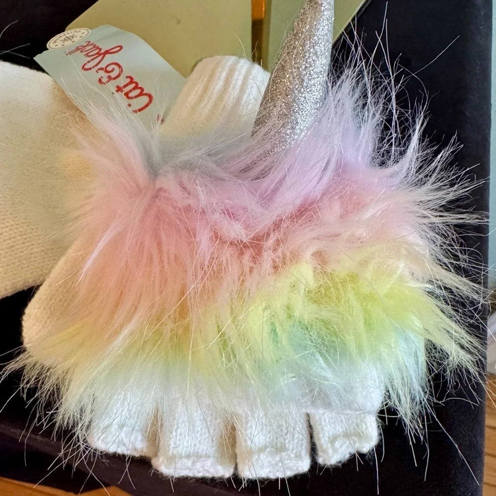 Cat & Jack Kids' Unicorn Gloves and Furry Bag Set - Multicolor